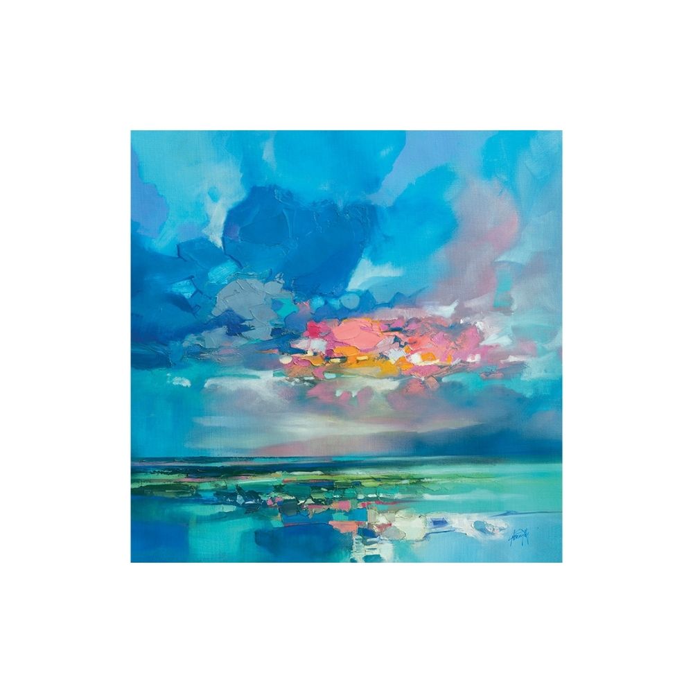 Scott Naismith Arran Blue Capped Framed Canvas With Hand Paint - 85 x 85