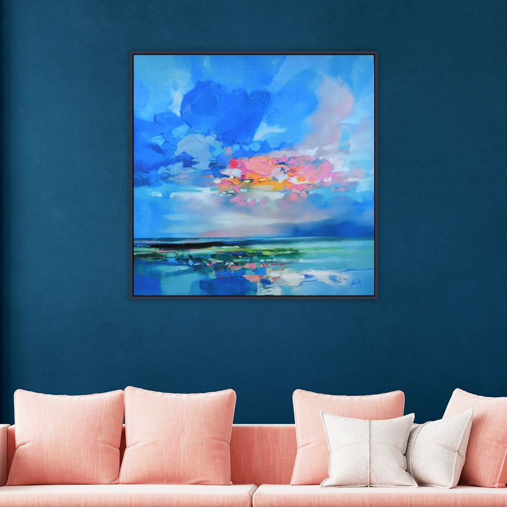 Scott Naismith Arran Blue Capped Framed Canvas With Hand Paint - 85 x 85