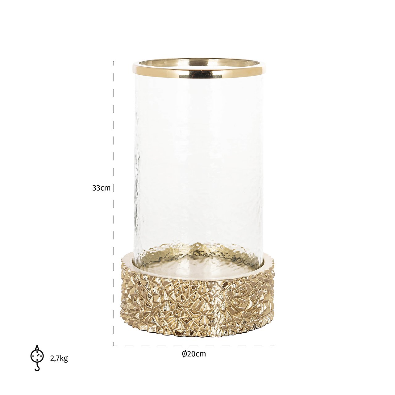 Richmond Interiors Jailey Gold Hurricane Lantern