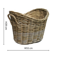 Ivyline Wicker Log Basket Oval Lined