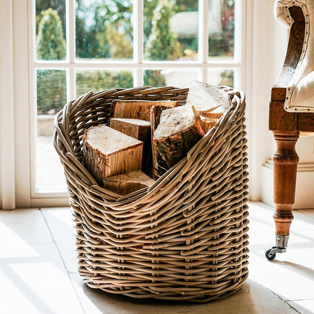 Rustic Log Baskets Ivyline Wicker Log Basket Round – Olivia's