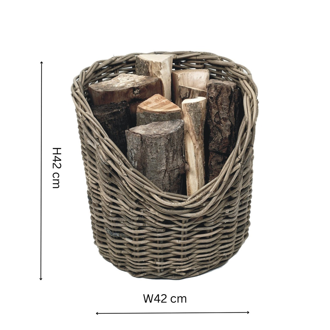 Wicker Round Log Basket Ivyline 4
