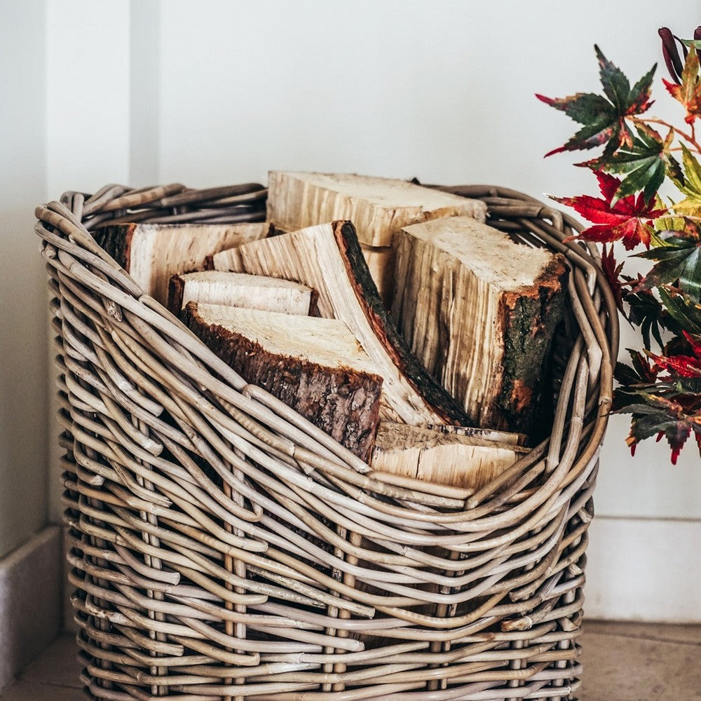 Wicker Round Log Basket Ivyline 3