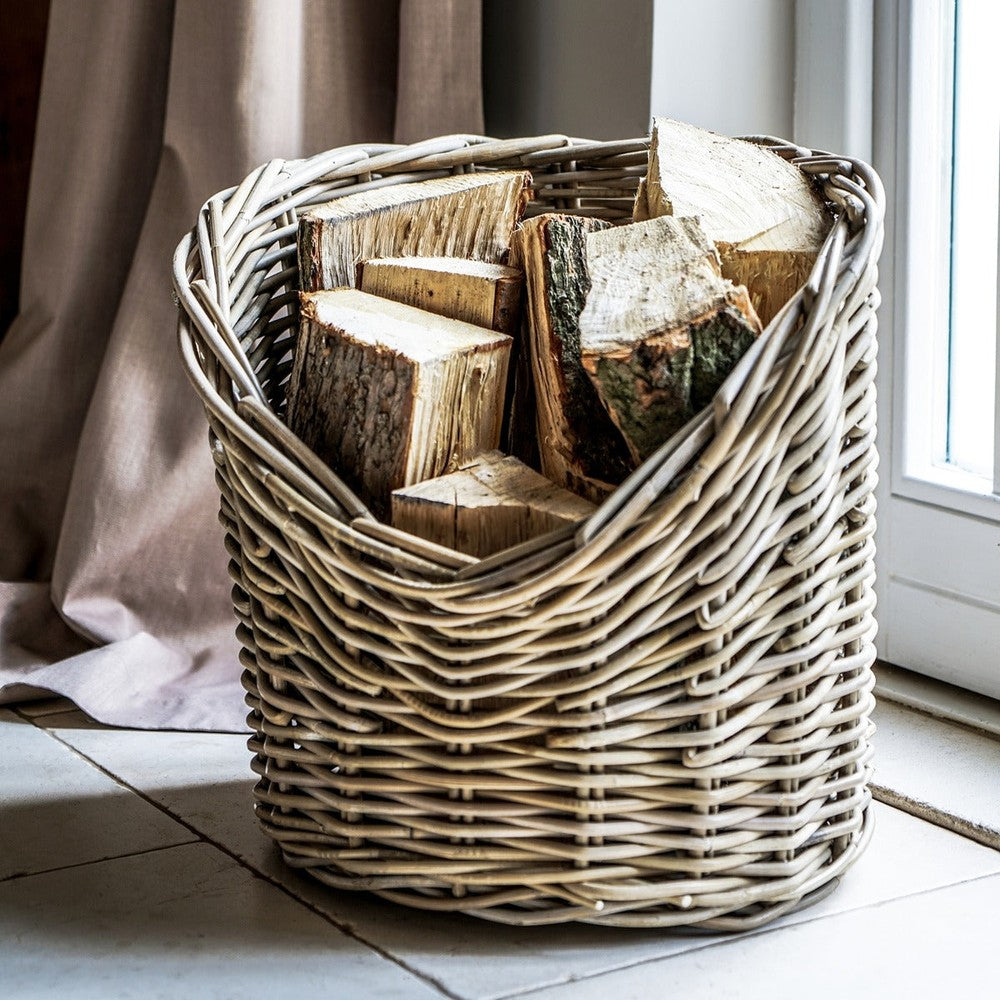 Wicker Round Log Basket Ivyline 1