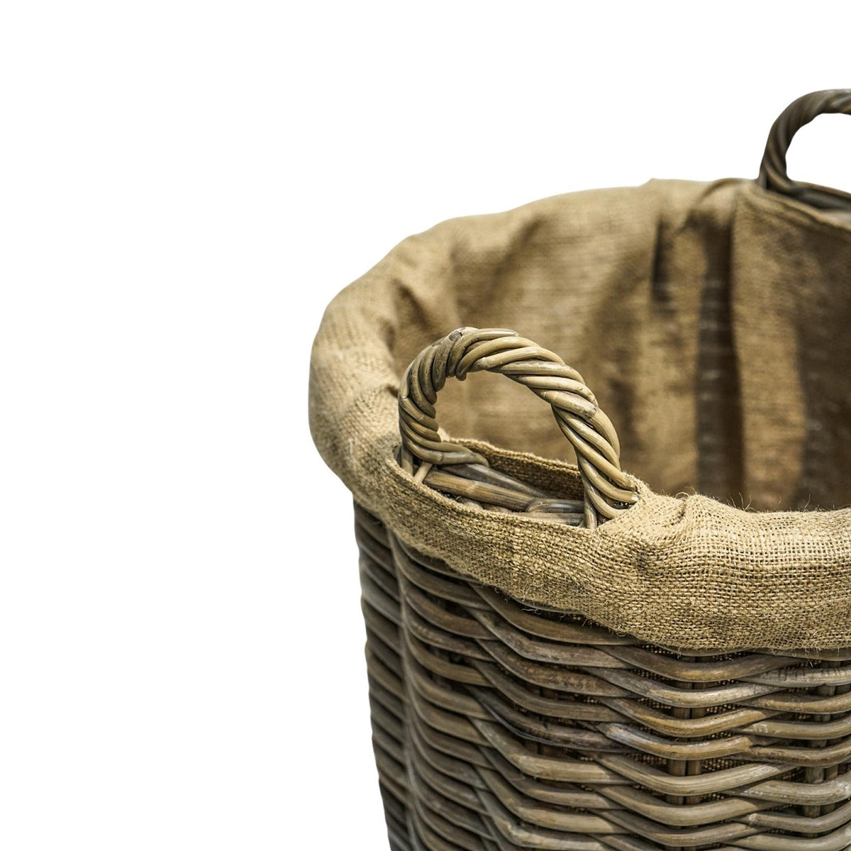 Ivyline Set of 2 Wicker Lined Round Log Baskets