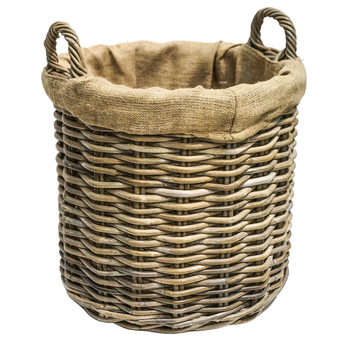 Ivyline Set of 2 Wicker Lined Round Log Baskets