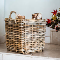 Ivyline Set of 2 Wicker Square Log Baskets