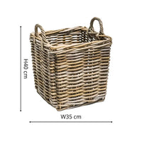 Ivyline Set of 2 Wicker Square Log Baskets