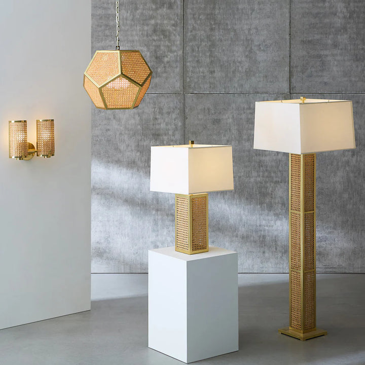 Bellport Floor Lamp - Rattan & Brass Design Maven 2