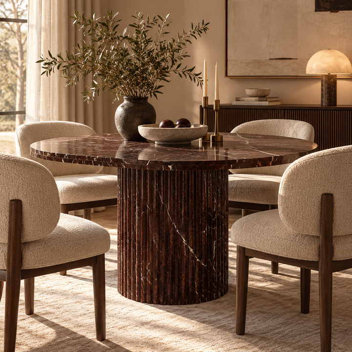 Orchid Marble Dining Table - Burgundy