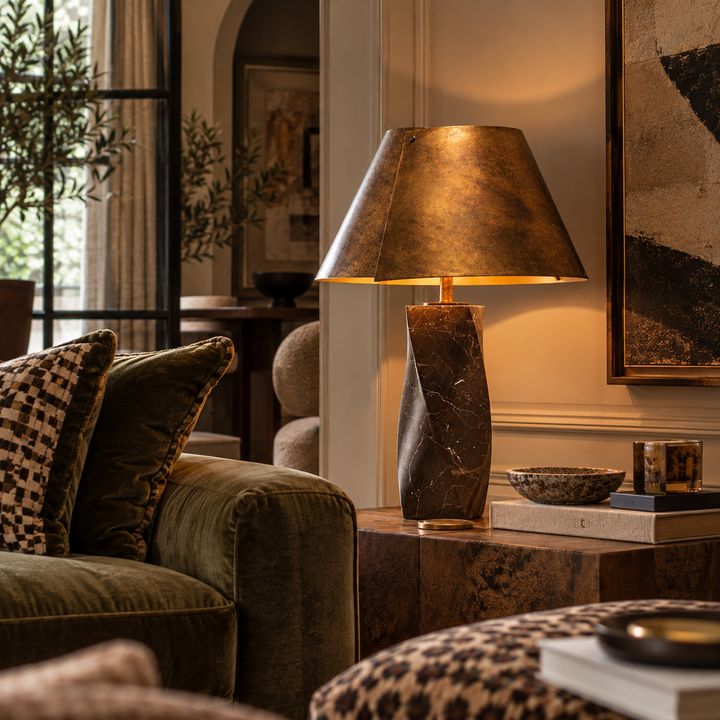Camelia Table Lamp - Coffee Marble
