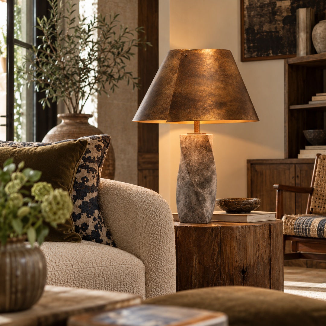 Camelia Table Lamp - Grey Marble