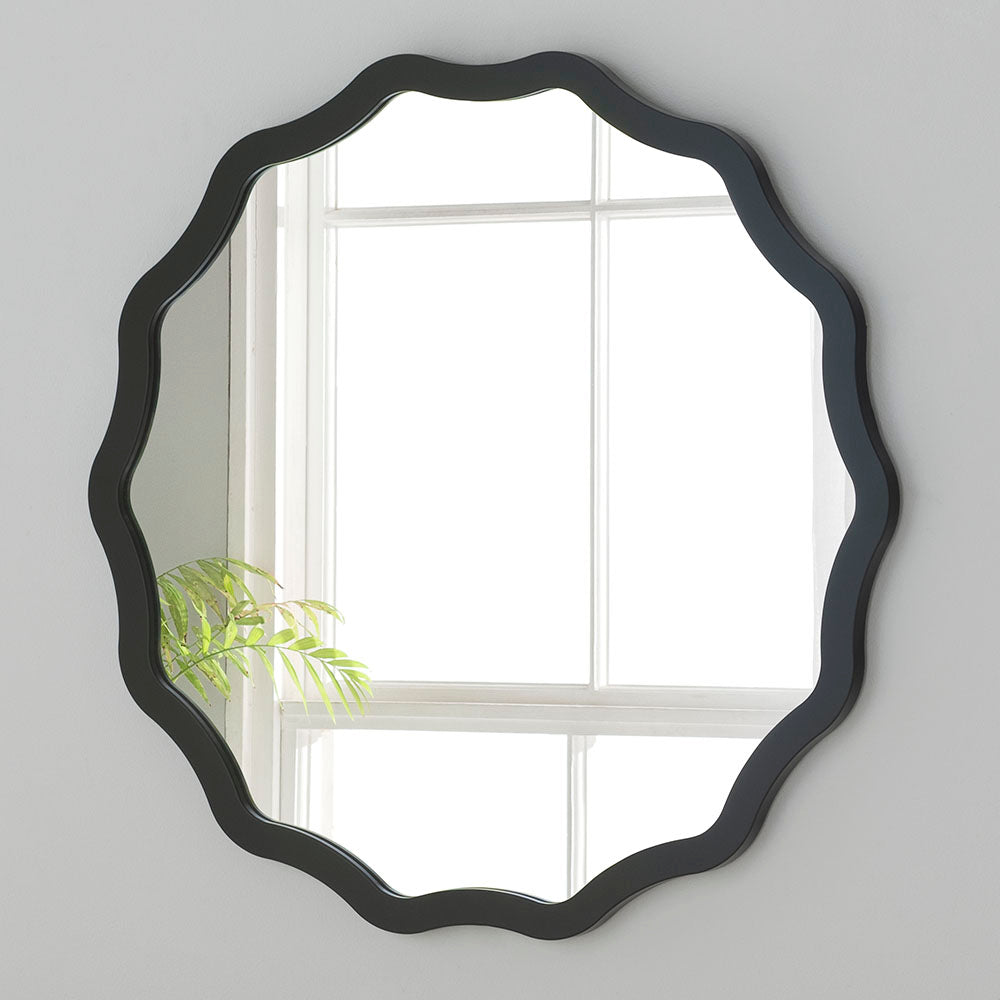 Olivia's Rowan Round Wall Mirror in Black