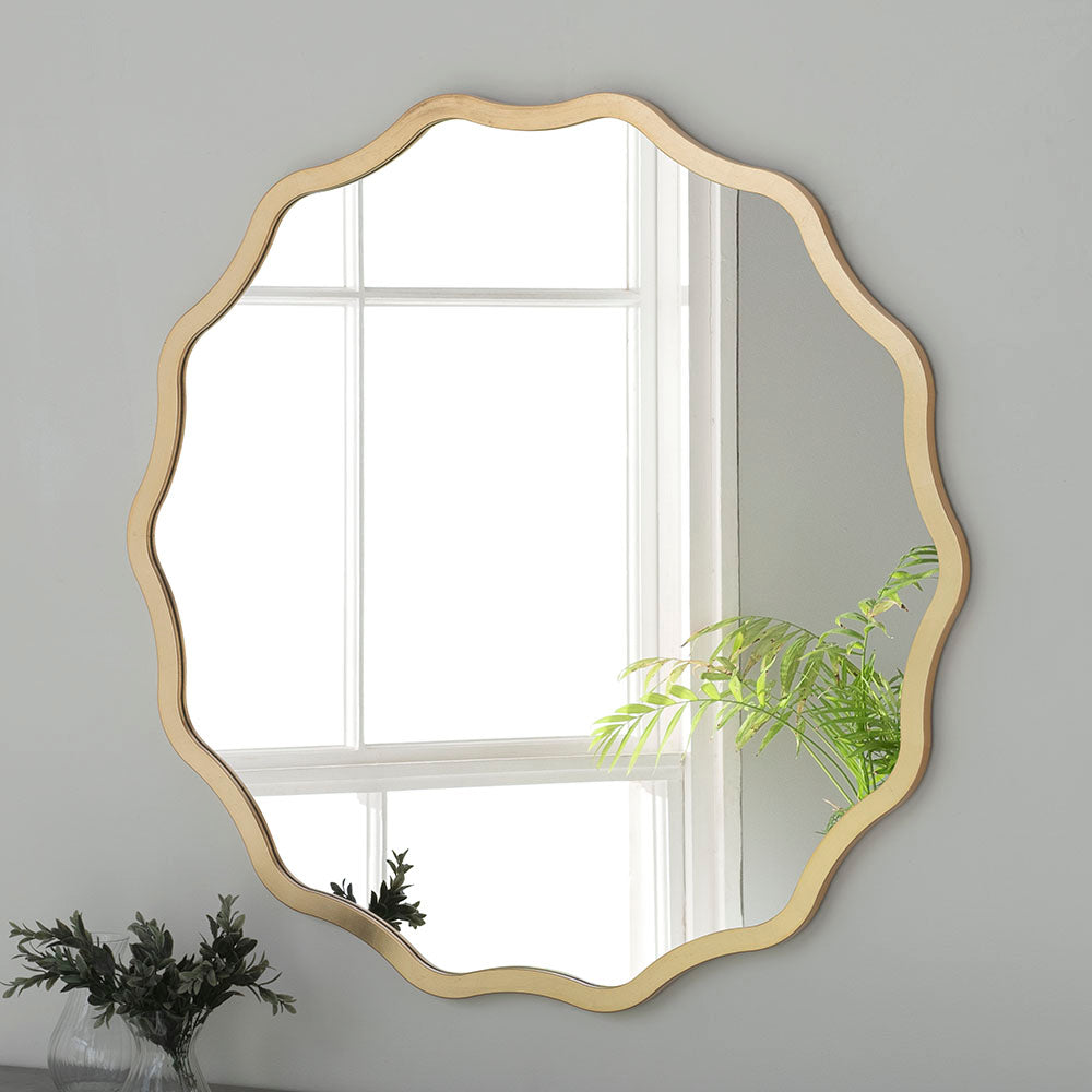 Olivia's Rowan Round Wall Mirror in Gold