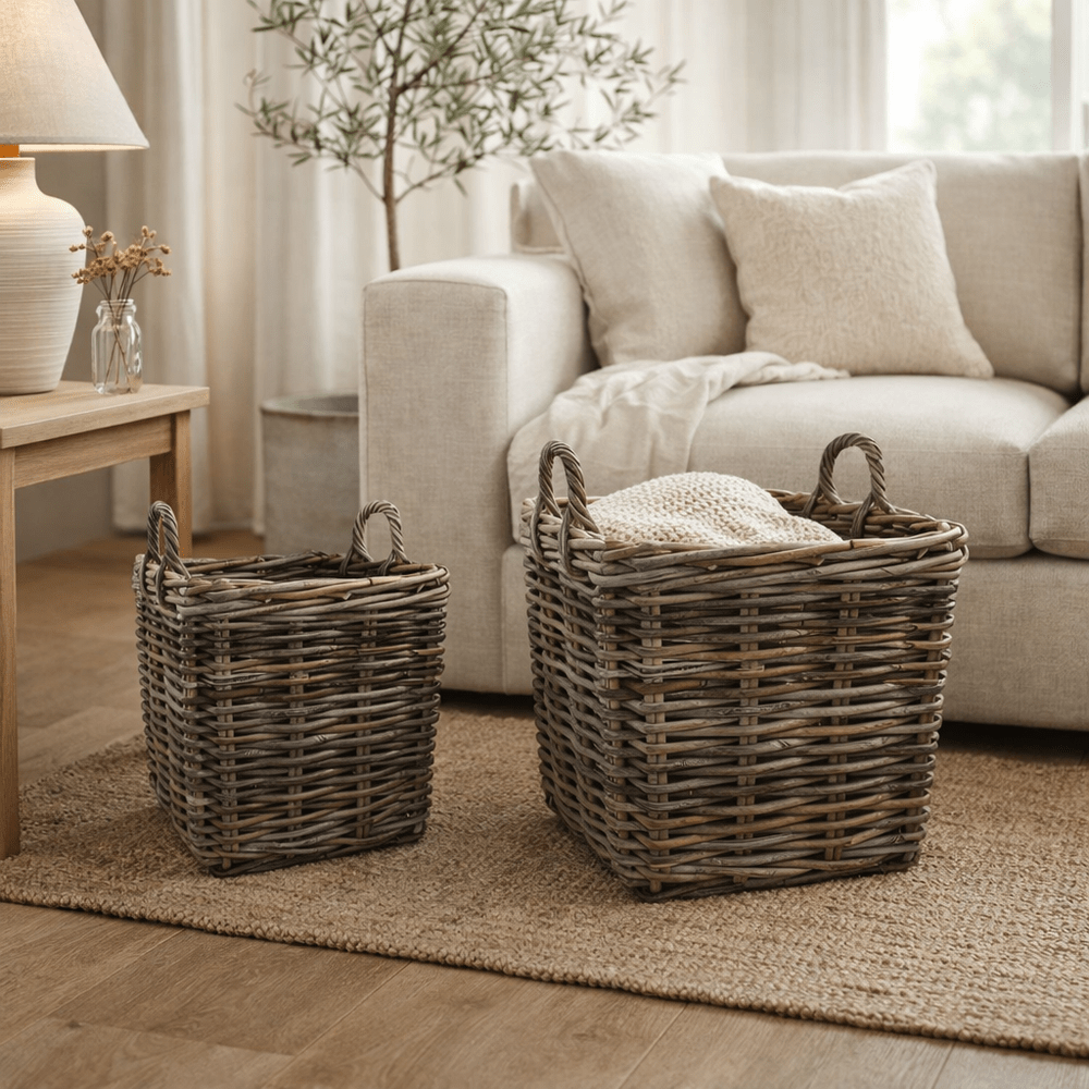 Wicker Log Baskets Set of 2