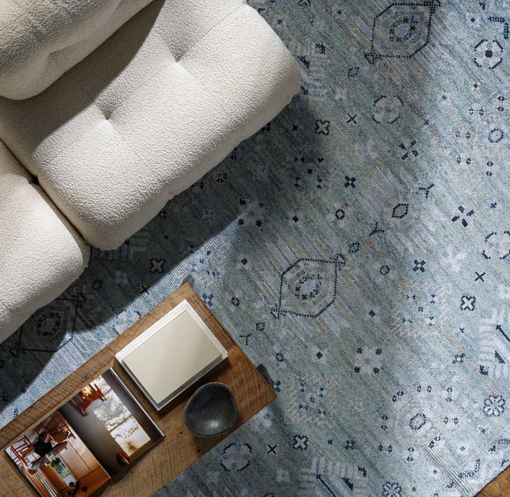 Almeria Hand Knotted Rug - Blue Keiichi 3
