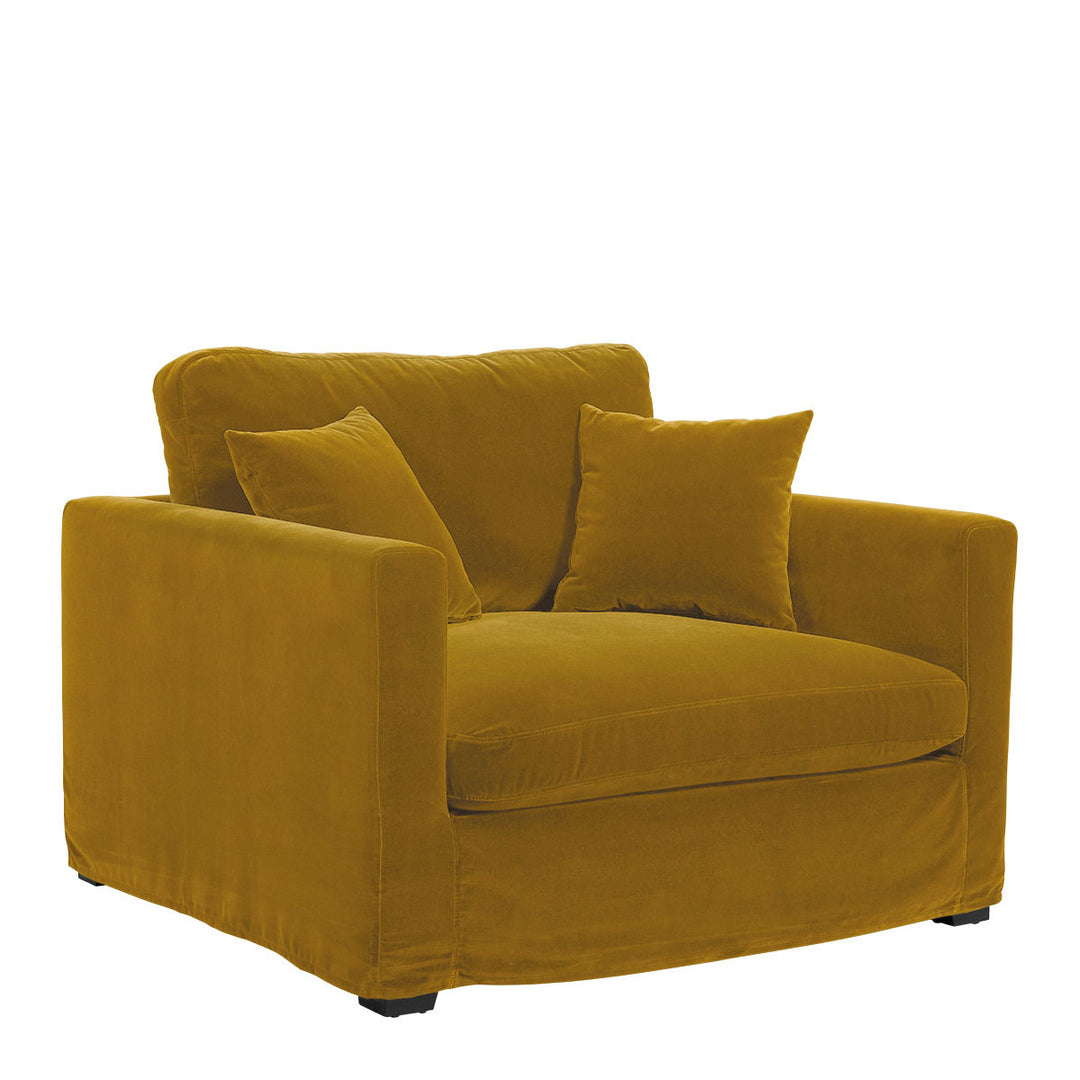 Angie Cotton Velvet Armchair - Saffron