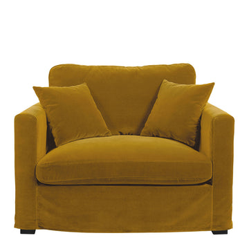Angie Cotton Velvet Armchair - Saffron