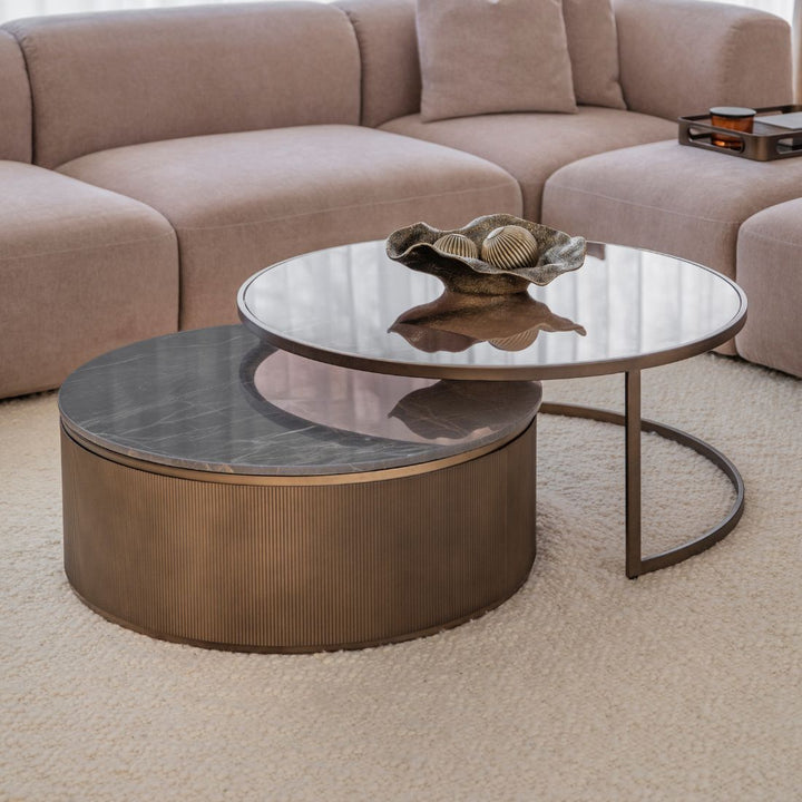 Belvedere Set of 2 Nesting Coffee Tables - Royal Gold
