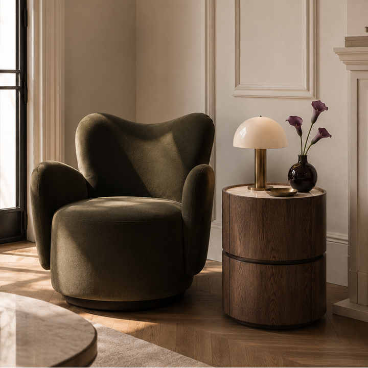 Bingham Upholstered Swivel Chair - Velvet Green