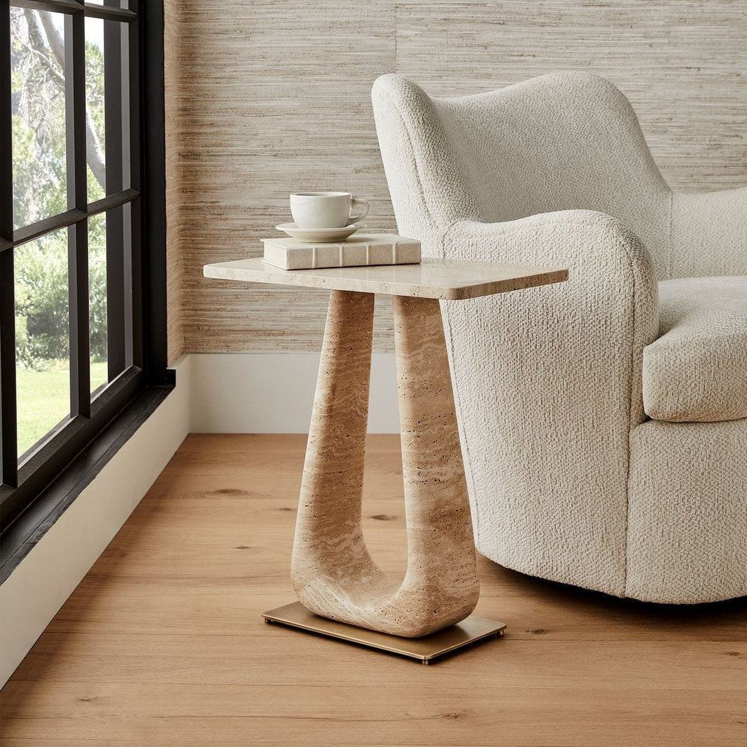 About Turn Side Table - Travertine