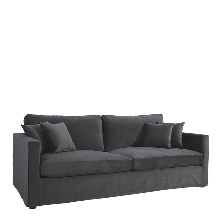 Angie Cotton Velvet Sofa - Dark Grey