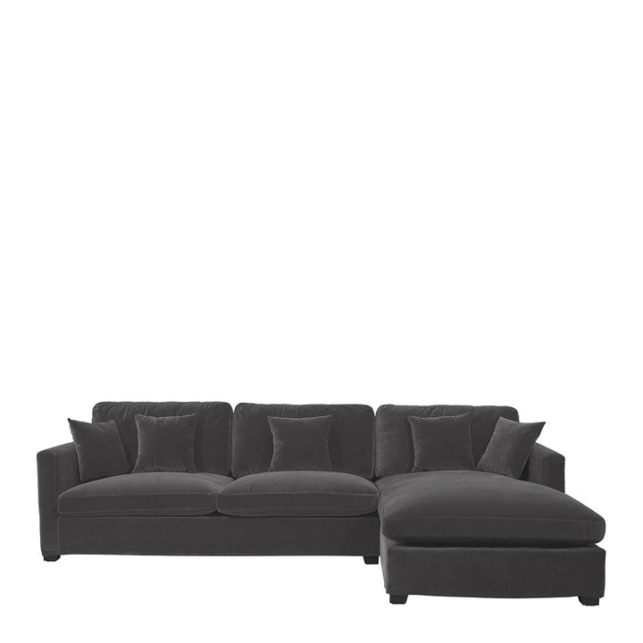 Angie Cotton Velvet Chaise Sofa - Dark Grey