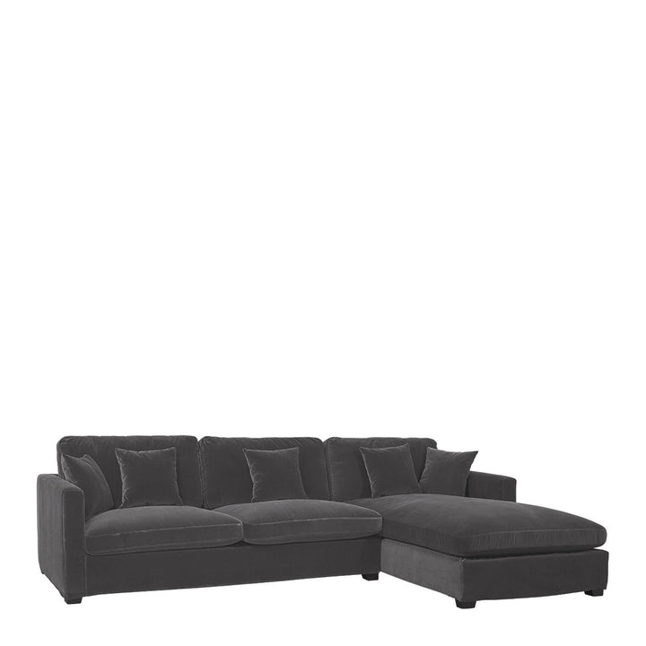 Angie Cotton Velvet Chaise Sofa - Dark Grey