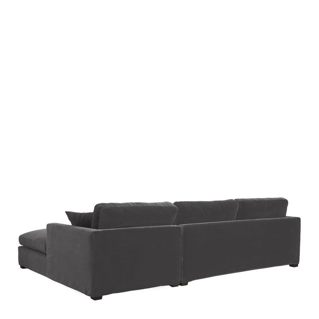 Angie Cotton Velvet Chaise Sofa - Dark Grey