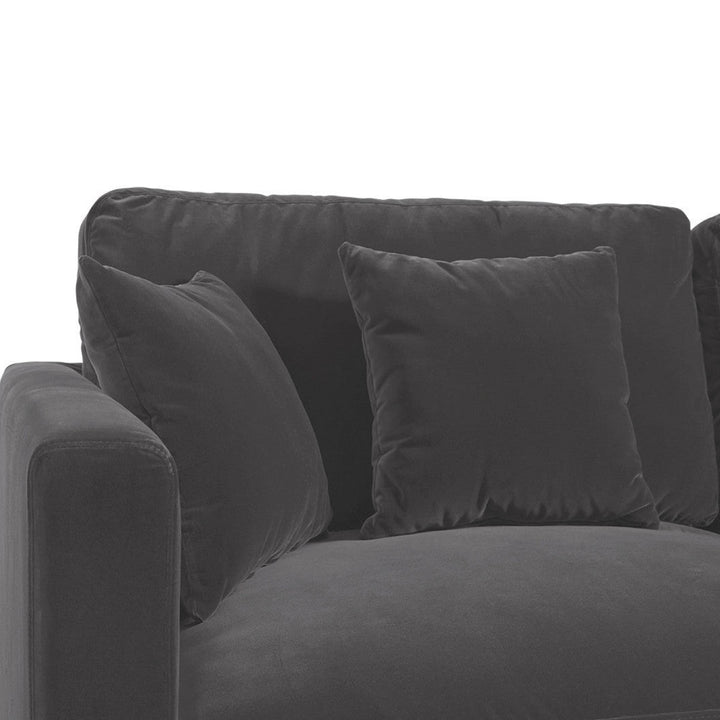 Angie Cotton Velvet Chaise Sofa - Dark Grey