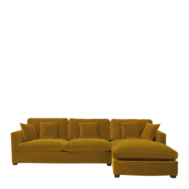 Angie Cotton Velvet Chaise Sofa - Saffron