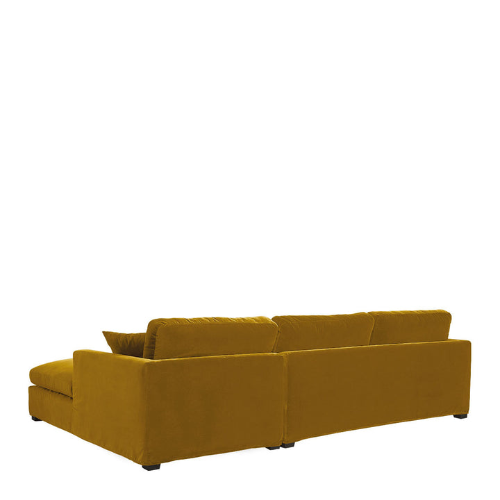 Angie Cotton Velvet Chaise Sofa - Saffron