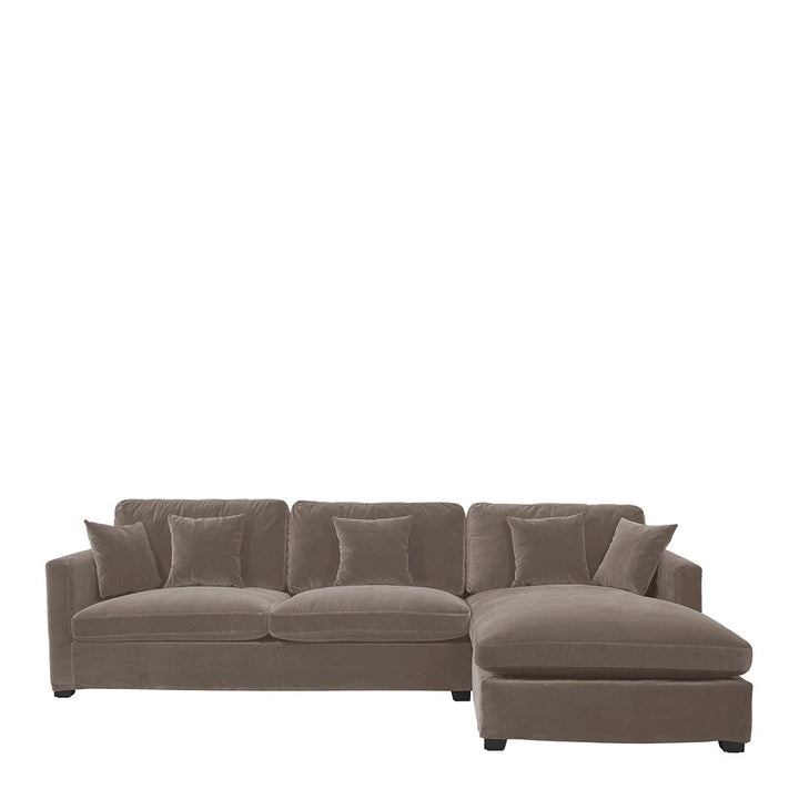 Angie Cotton Velvet Chaise Sofa - Taupe