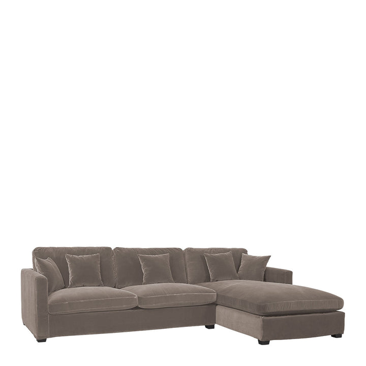Angie Cotton Velvet Chaise Sofa - Taupe