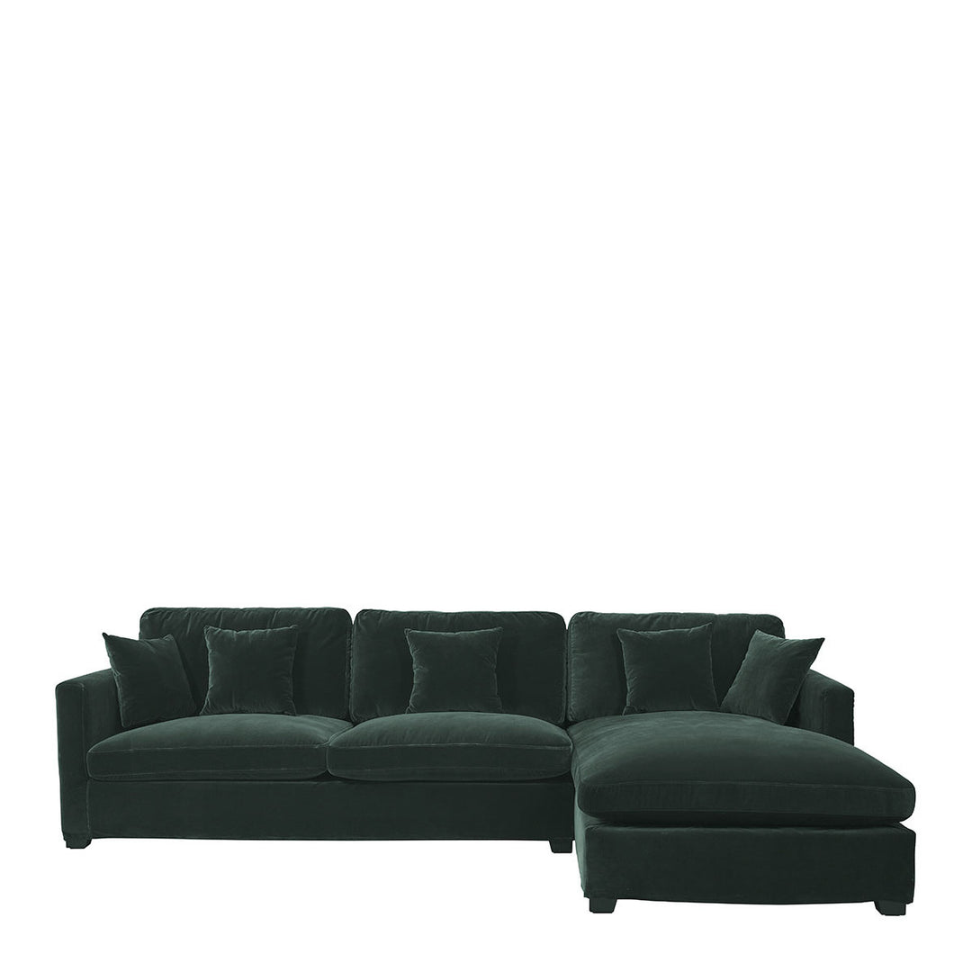 Angie Cotton Velvet Chaise Sofa - Forest Green