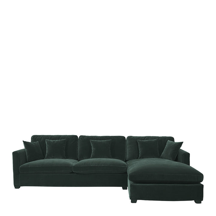 Angie Cotton Velvet Chaise Sofa - Forest Green
