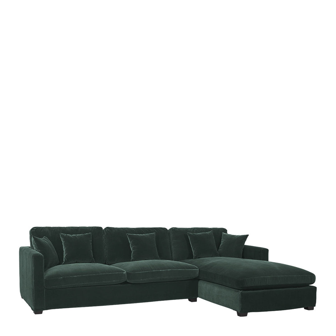 Angie Cotton Velvet Chaise Sofa - Forest Green