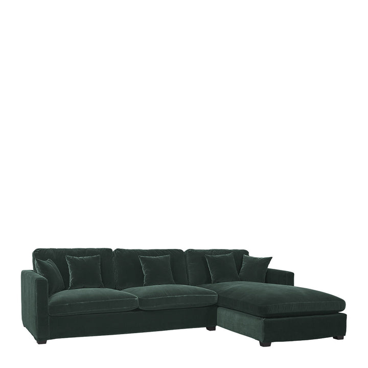Angie Cotton Velvet Chaise Sofa - Forest Green