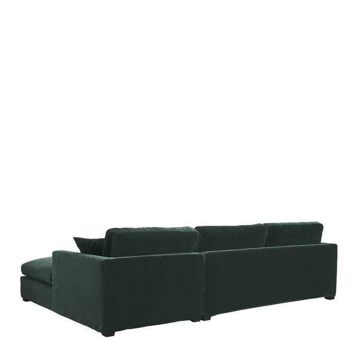 Angie Cotton Velvet Chaise Sofa - Forest Green