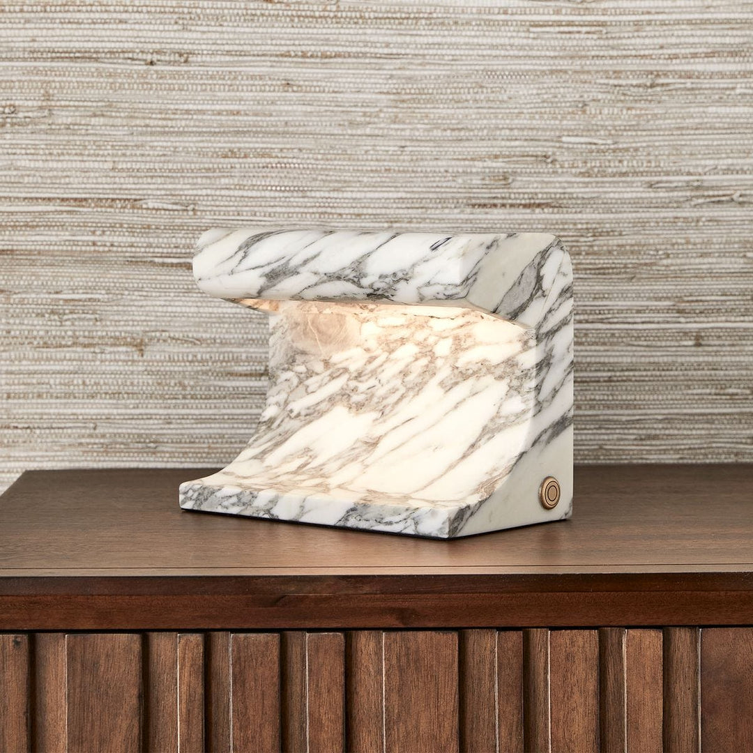 Carved Beam Rechargeable Mini Lamp - Arabescato Marble