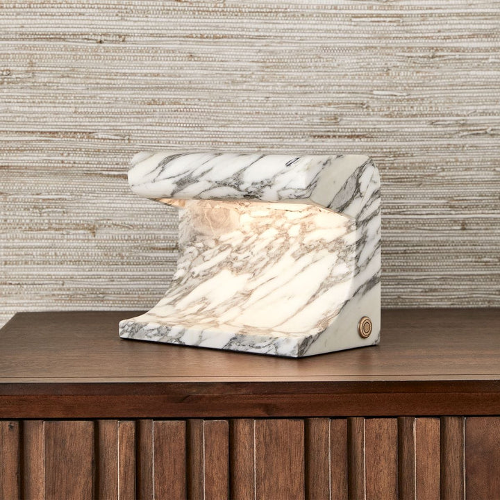 Carved Beam Rechargeable Mini Lamp - Arabescato Marble