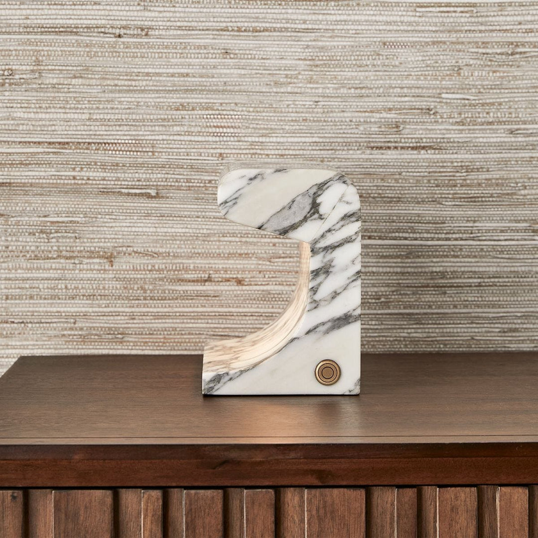 Carved Beam Rechargeable Mini Lamp - Arabescato Marble