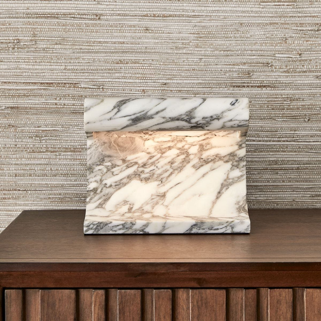 Carved Beam Rechargeable Mini Lamp - Arabescato Marble