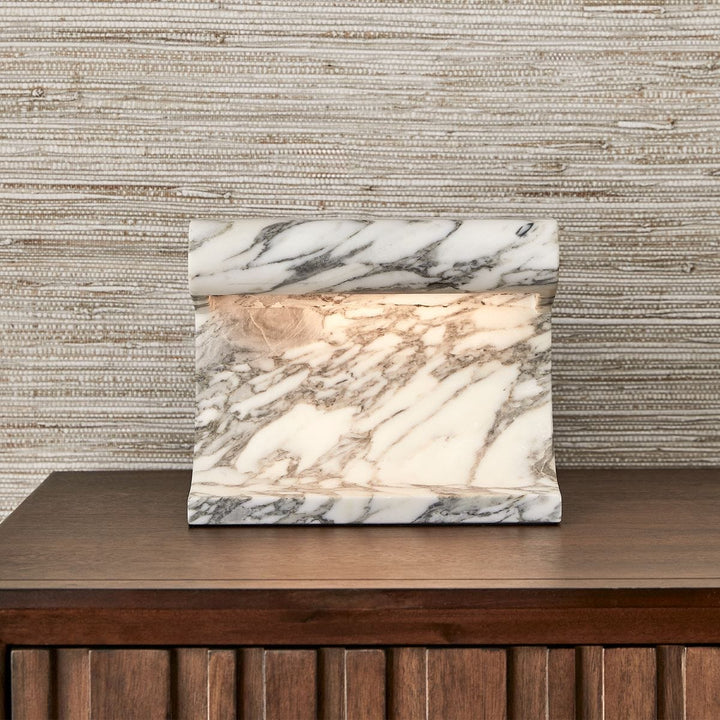 Carved Beam Rechargeable Mini Lamp - Arabescato Marble