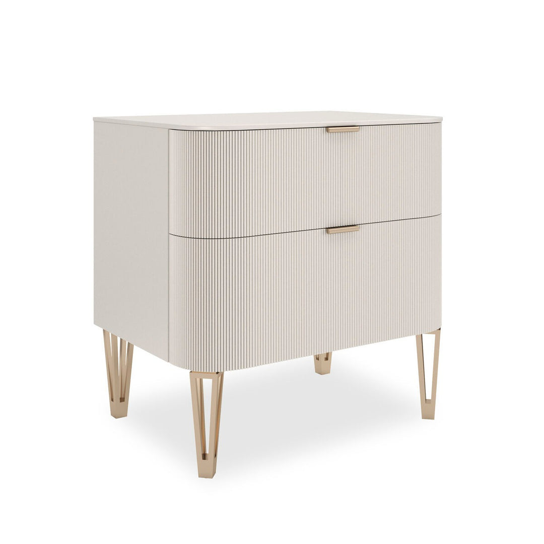 True Love 2 Drawer Small Bedside Table - Matte Pearl Caracole 2