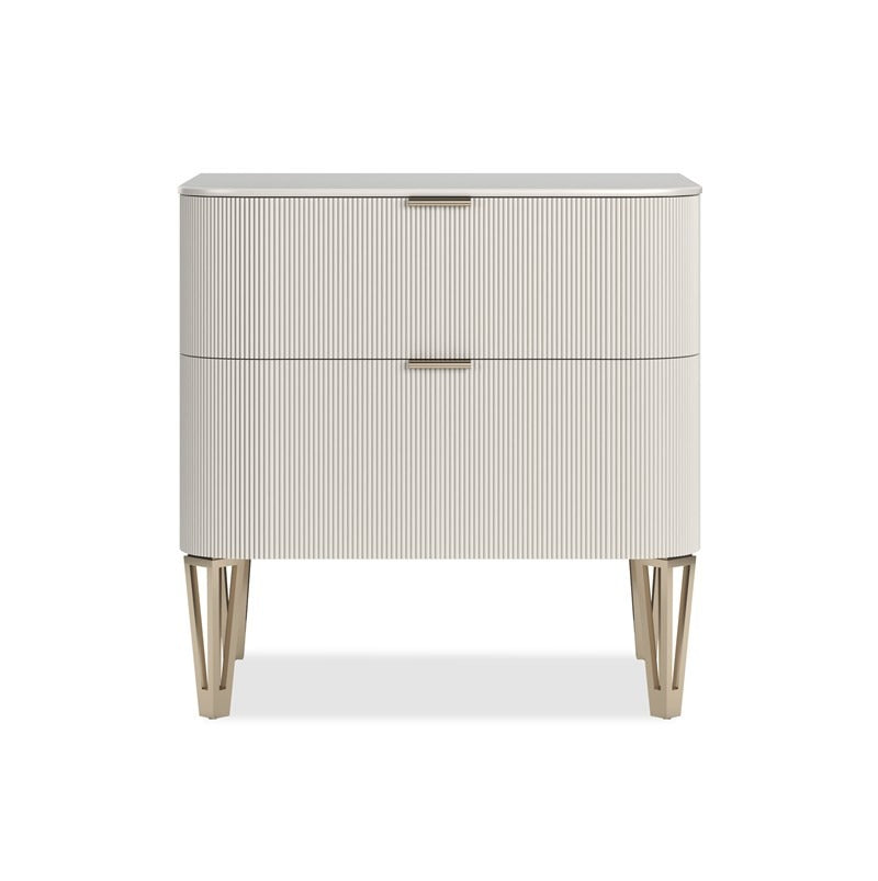 True Love 2 Drawer Small Bedside Table - Matte Pearl Caracole 1