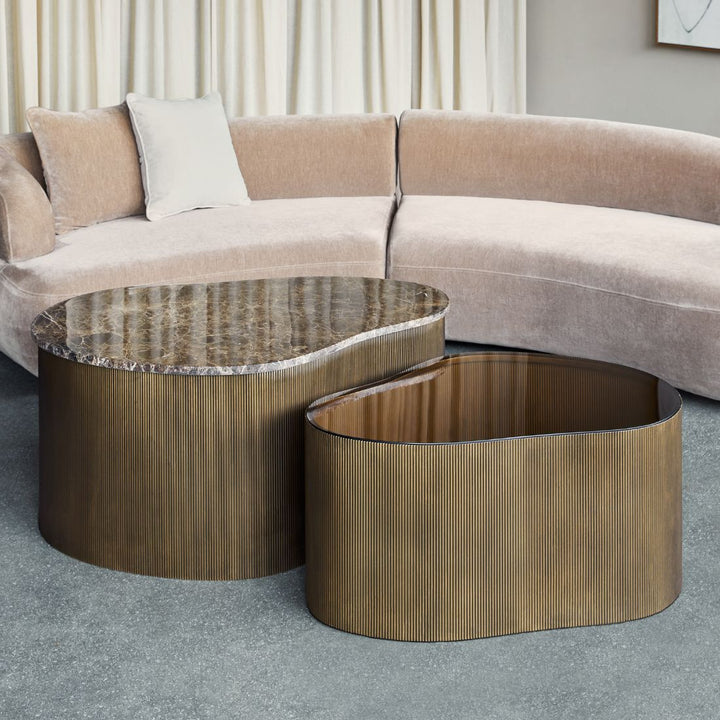 Cloud Marble & Glass Set of 2 Coffee Tables