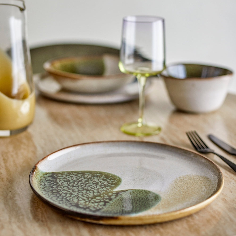 Jules 12 Piece Stoneware Dinnerware Set - Green