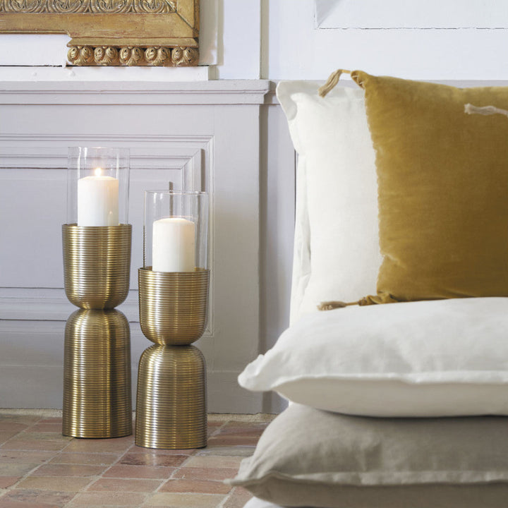 Comete Striped Candle Holder - Brass