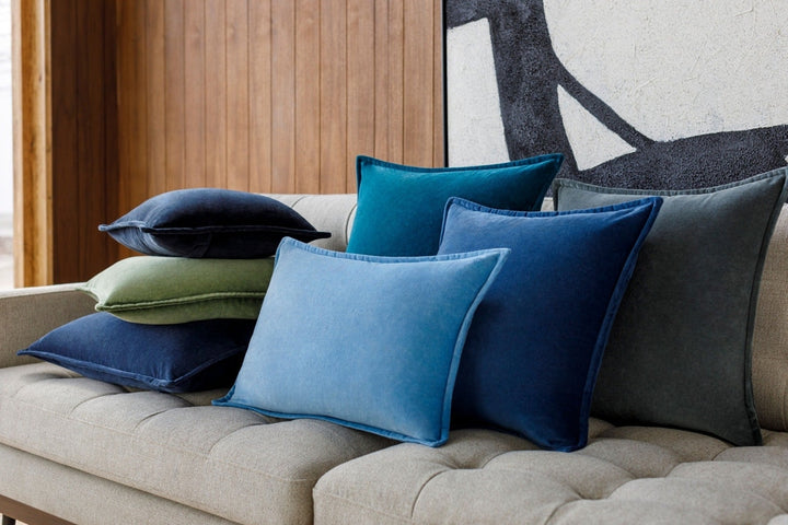 Cotton Velvet Cushion 51x51cm - Midnight Blue Keiichi 4